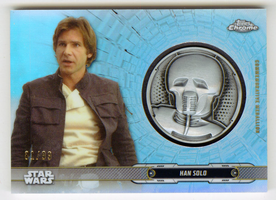 2019 Star Wars Chrome Legacy Blue Han Solo Droid Medallion DC-2H Card /99