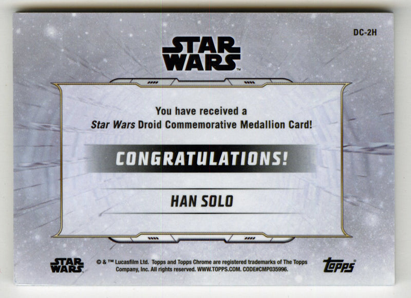 2019 Star Wars Chrome Legacy Blue Han Solo Droid Medallion DC-2H Card /99 - TvMovieCards.com