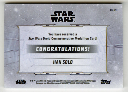 2019 Star Wars Chrome Legacy Blue Han Solo Droid Medallion DC-2H Card /99 - TvMovieCards.com