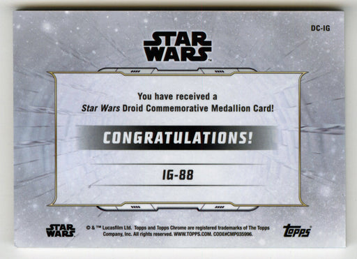 2019 Star Wars Chrome Legacy Blue IG-88 Droid Medallion DC-IG Card /99 - TvMovieCards.com