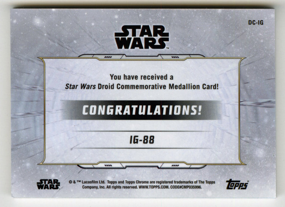 2019 Star Wars Chrome Legacy Blue IG-88 Droid Medallion DC-IG Card /99