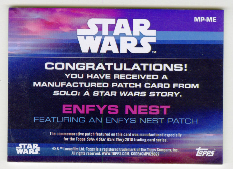 Solo: A Star Wars Story Enfys Nest Patch Relic Card MP-ME Topps 2018 - TvMovieCards.com