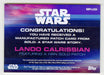 Solo: A Star Wars Story Lando Calrissian Patch Relic Card MP-LCH Topps 2018 - TvMovieCards.com