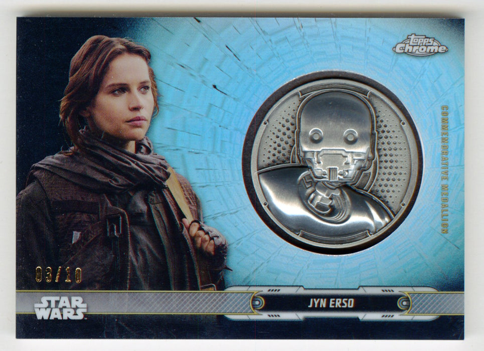 2019 Star Wars Chrome Legacy Black Jyn Erso Droid Medallion DC-KJ Card 3/10 - TvMovieCards.com