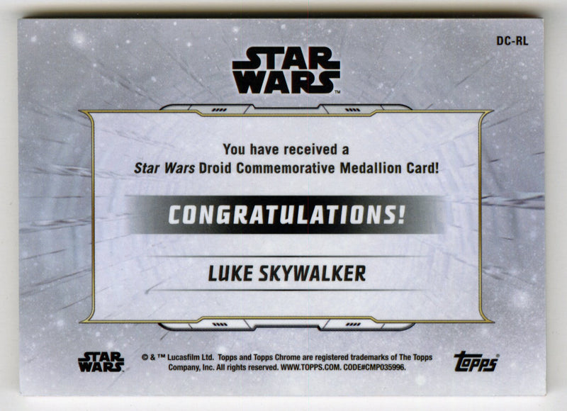 2019 Star Wars Chrome Legacy Orange Luke Skywalker Droid Medallion DC-RL Card 07 - TvMovieCards.com