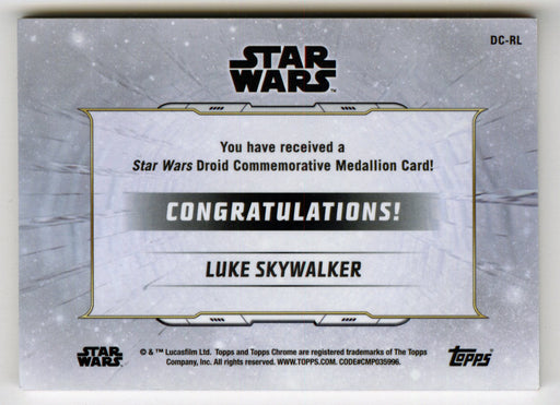 2019 Star Wars Chrome Legacy Orange Luke Skywalker Droid Medallion DC-RL Card 07 - TvMovieCards.com