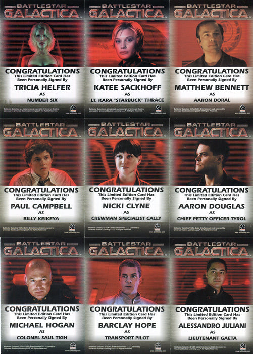 Battlestar Galactica Premiere Edition Autograph Card Set 12 Cards - TvMovieCards.com