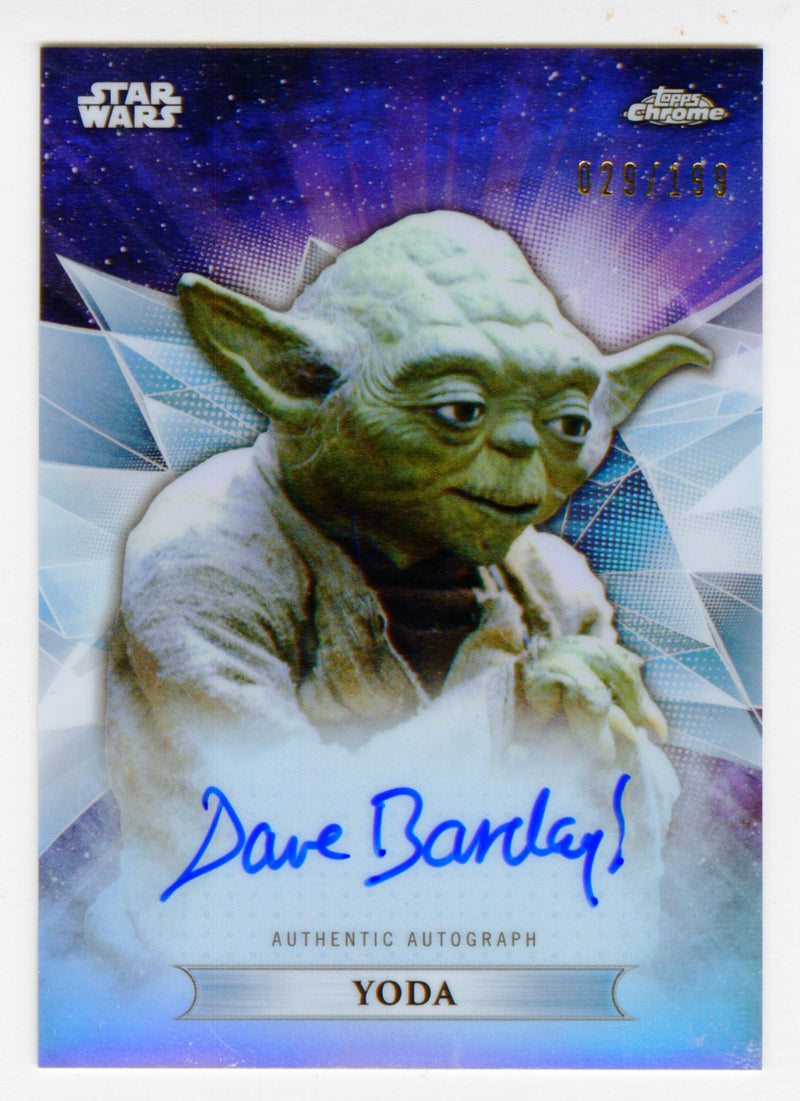 2019 Star Wars Chrome Legacy David Barclay Yoda Puppeteer Autograph Card CA-DB - TvMovieCards.com