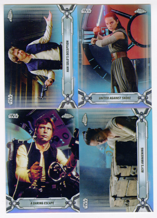 2019 Star Wars Chrome Legacy Base Refractor (4) Card Lot Rey & Han Solo