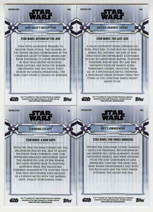 2019 Star Wars Chrome Legacy Base Refractor (4) Card Lot Rey & Han Solo