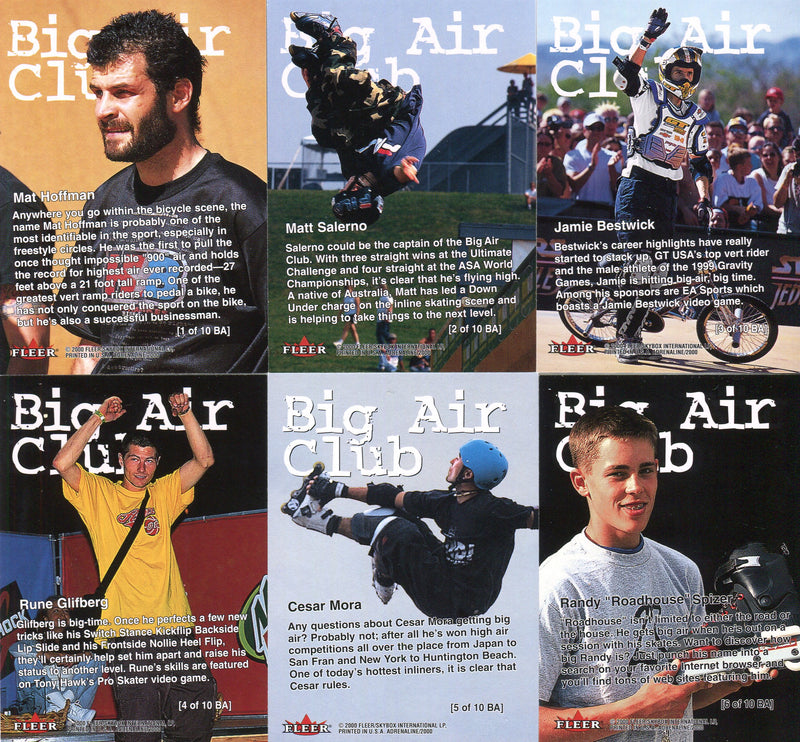 Adrenaline Extreme Sports Big Air Club Chase Card Set 10 Cards Fleer 2000 - TvMovieCards.com