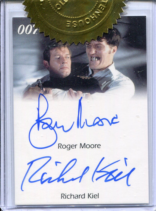 James Bond 50th Anniversary 2 Roger Moore & Richard Kiel Dual Autograph Card