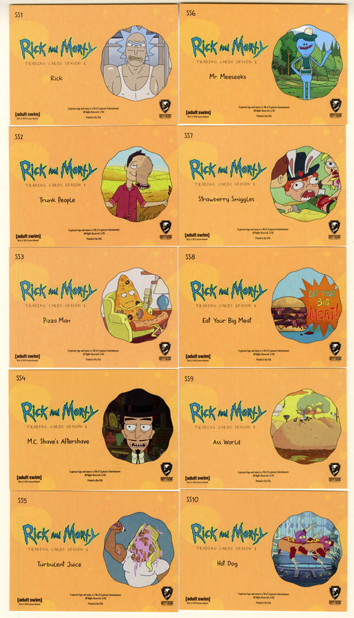 2018 Rick and Morty Season 1 Scratch + Sniff Chase Card Set SS1-SS10 Cryptozoic - TvMovieCards.com