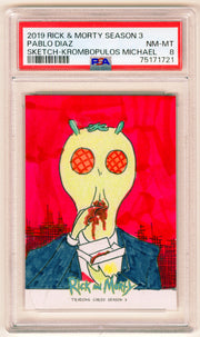 2019 Rick and Morty Season 3 Krombopulos Michael Sketch Card by Pablo Diaz - TvMovieCards.com