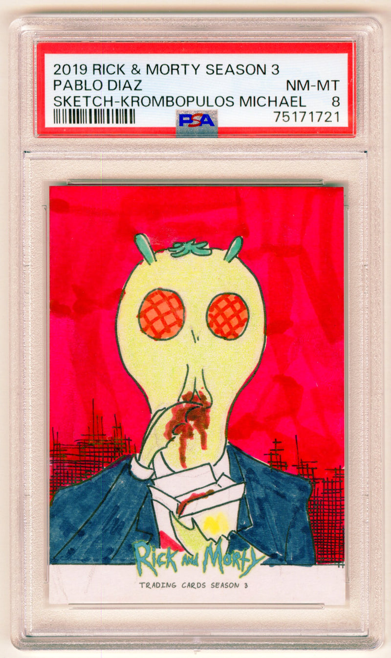 2019 Rick and Morty Season 3 Krombopulos Michael Sketch Card by Pablo Diaz - TvMovieCards.com