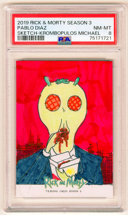 2019 Rick and Morty Season 3 Krombopulos Michael Sketch Card by Pablo Diaz