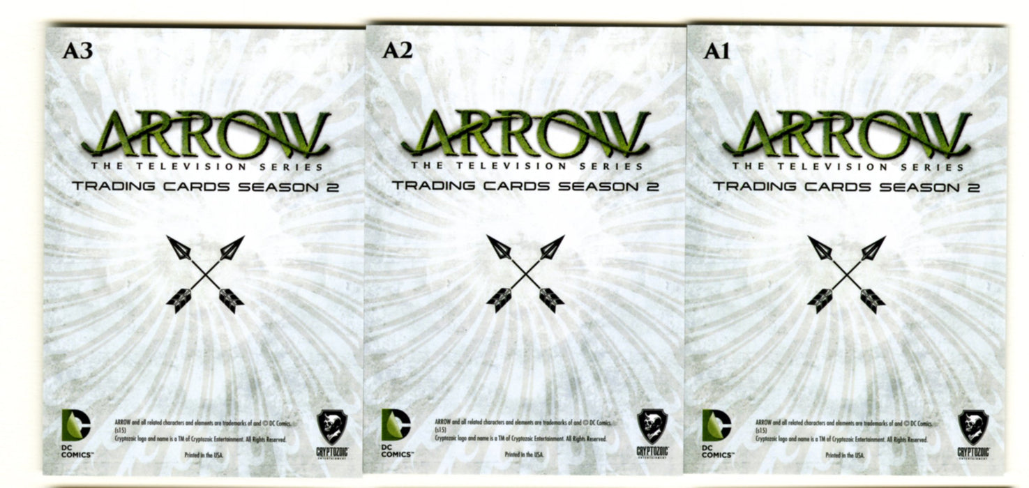 2015 Arrow Season 2 Silver Foil Parallel Archers Chase Card Set A1-A3