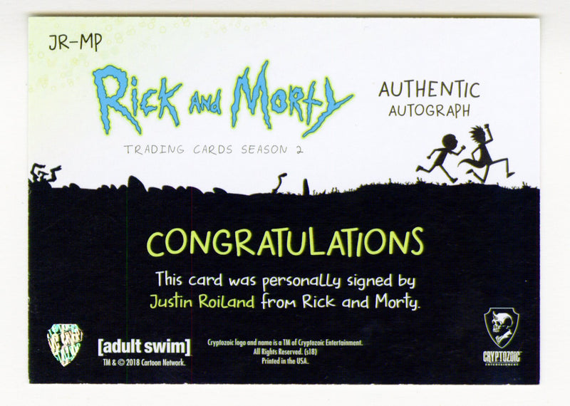 2019 Rick and Morty Season 2 Justin Roiland Mr Poopy Butthole Autograph Card #JR - TvMovieCards.com