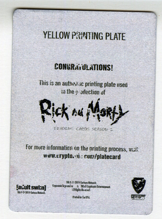 2019 Rick and Morty Season 2 Character C11 Glaxo Slimslom Yellow Printing Plate Cryptozoic