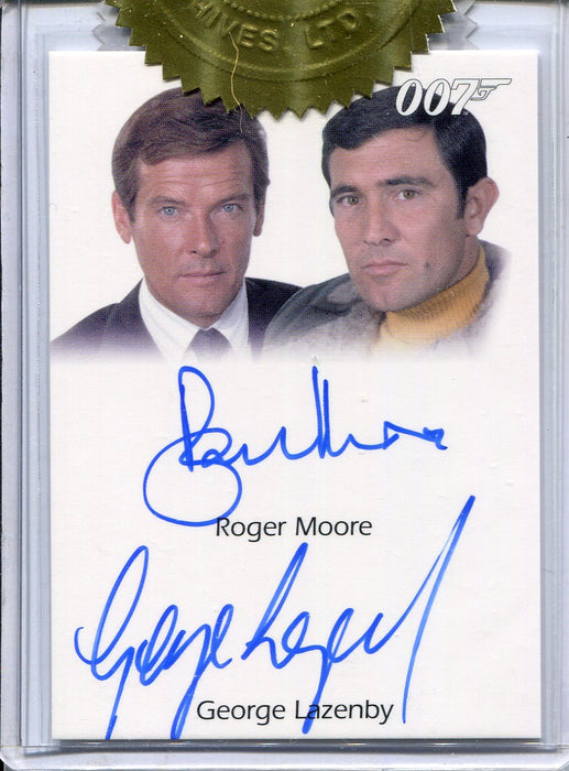 James Bond Heroes & Villains Roger Moore & George Lazenby Dual Autograph Card