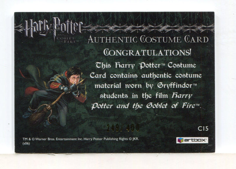 Harry Potter Goblet Fire Update Gryffindor Tie Costume Card HP C15 #249/400 - TvMovieCards.com