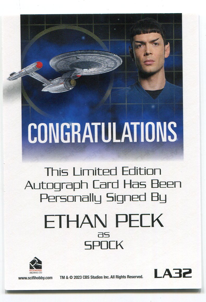 Star Trek 2026 Connections Ethan Peck as Spock Autograph Card LA32 - TvMovieCards.com