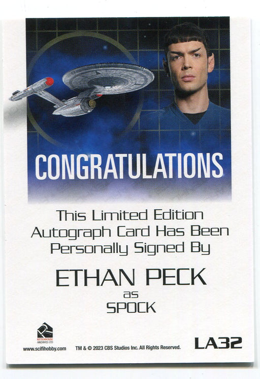 Star Trek 2026 Connections Ethan Peck as Spock Autograph Card LA32 - TvMovieCards.com