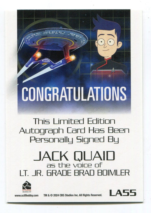 Star Trek 2026 Connections Jack Quaid as Lt. Jr. Boimler Autograph Card LA55 - TvMovieCards.com