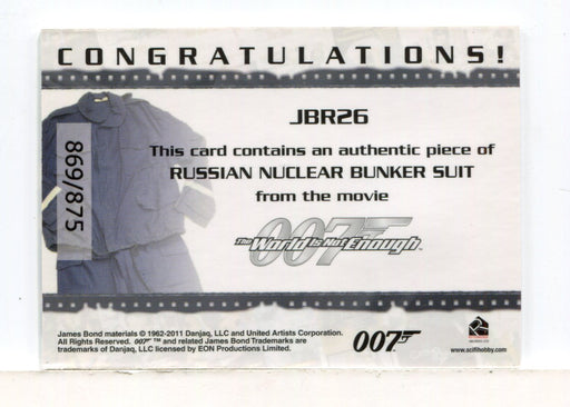 James Bond Mission Logs Russian Bunker Suit Relic Costume Card JBR26 #869/875 - TvMovieCards.com