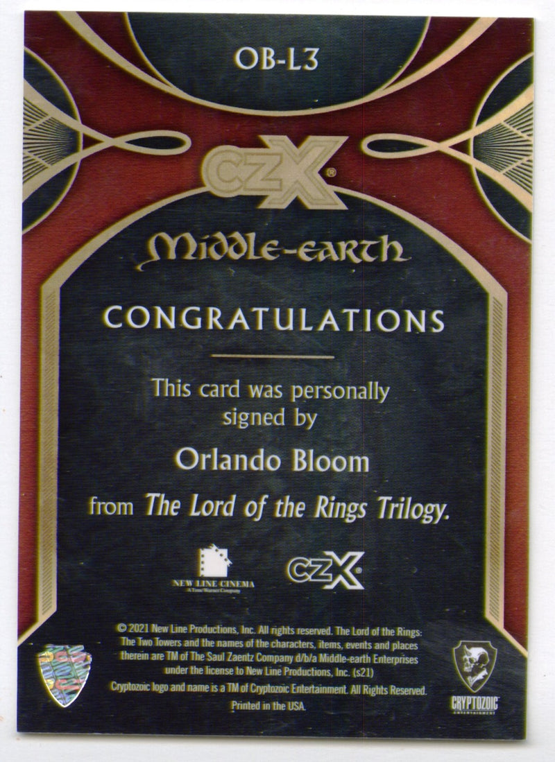 CZX Middle Earth Orlando Bloom as Legolas Autograph Card OB-L3 - TvMovieCards.com