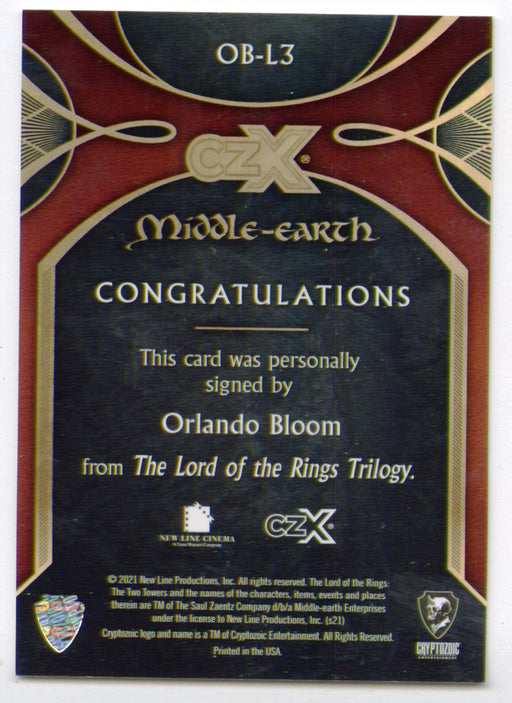 CZX Middle Earth Orlando Bloom as Legolas Autograph Card OB-L3 - TvMovieCards.com