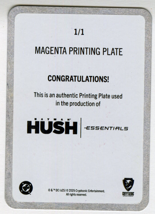 2025 Batman Hush Essentials Magenta Printing Plate DD4 Batman vs. Harley Quinn - TvMovieCards.com
