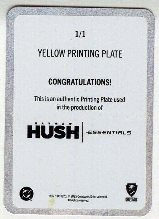 2025 Batman Hush Essentials Yellow Printing Plate #37 Clutching Insanity Joker - TvMovieCards.com