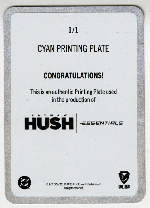 2025 Batman Hush Essentials Cyan Printing Plate Alternate Covers AC1 Batman 1/1 - TvMovieCards.com