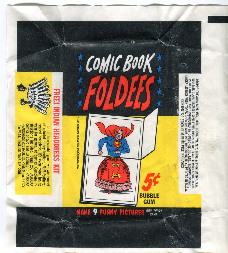 Comic Book Foldees 1966 Topps Vintage 5 Cent Bubble Gum Trading Card Wrapper - TvMovieCards.com