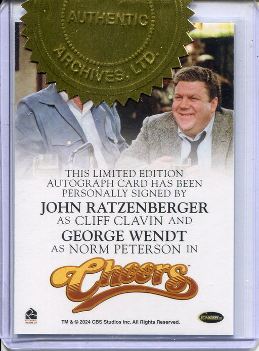 Cheers TV Show Seasons 1-4 Premiere Ratzenberger Wendt Dual Autograph Card - TvMovieCards.com