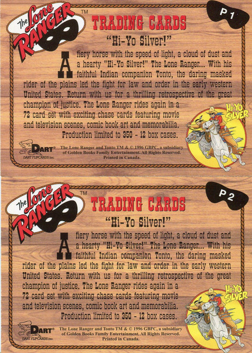 Lone Ranger Promo Card Set P1 and P2 Dart Flipcards 1997