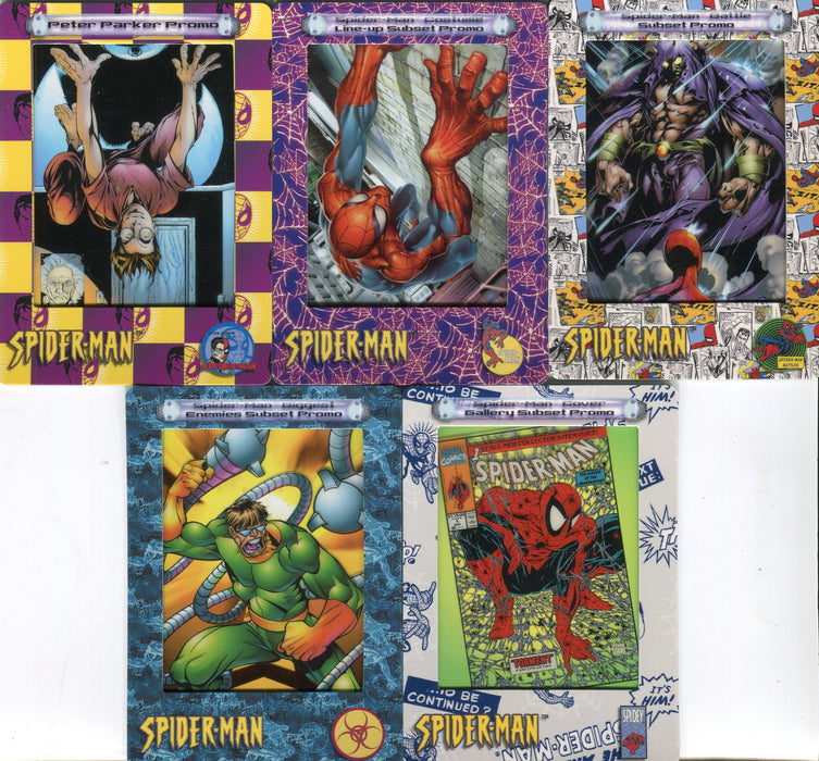 2002 Spider-Man FilmCardz Promo Card Set P1 thru P5 Artbox