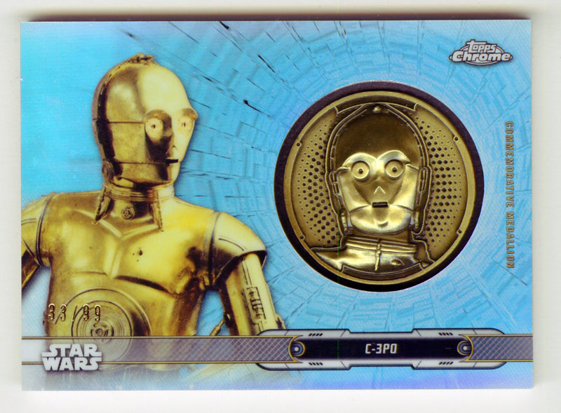 2019 Star Wars Chrome Legacy Blue C-3PO Droid Medallion DC-C3 Card /99 - TvMovieCards.com