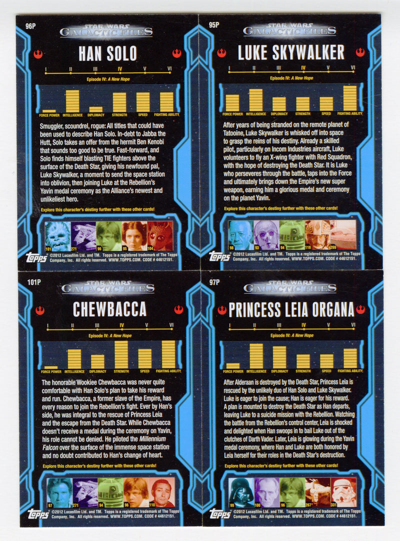 2012 Star Wars Galactic Files Series 1 Promo Trading Card Set 95P 96P 97P 101P - TvMovieCards.com