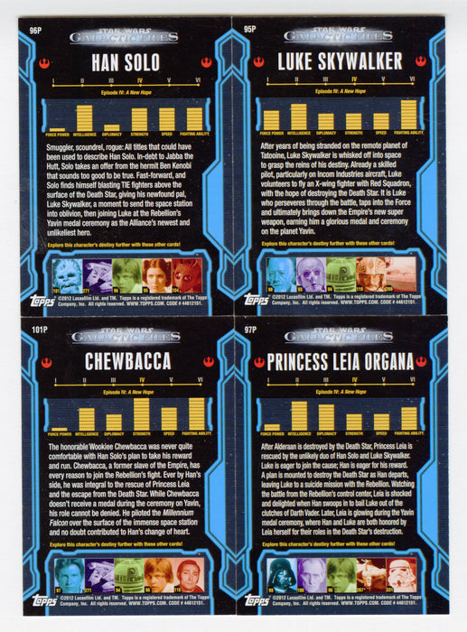2012 Star Wars Galactic Files Series 1 Promo Trading Card Set 95P 96P 97P 101P