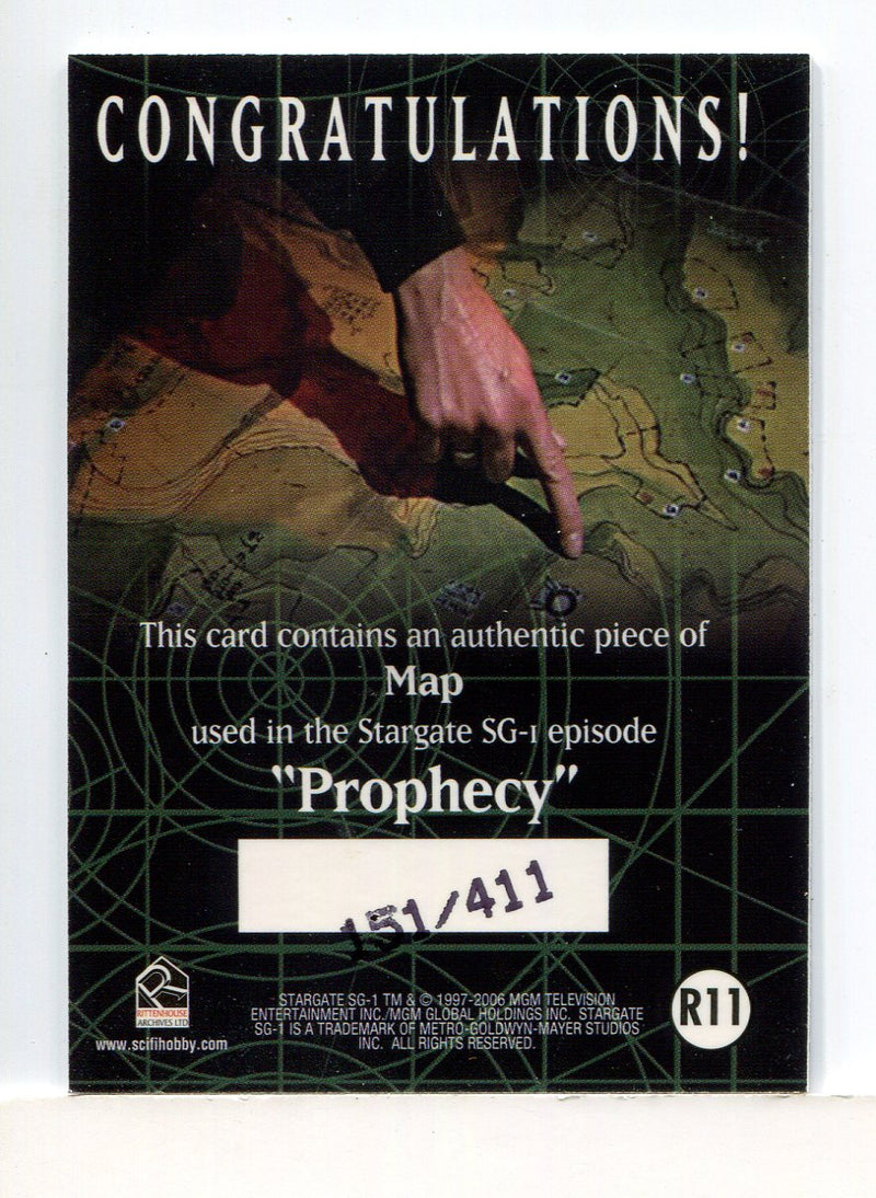 Stargate SG-1 Season Eight Map Relic Prop Card R11 #151/411 - TvMovieCards.com
