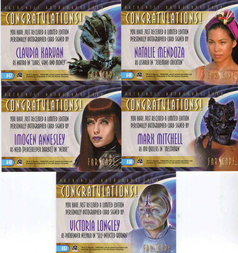 Farscape Through the Wormhole Autograph Card Lot 5 Cards - TvMovieCards.com