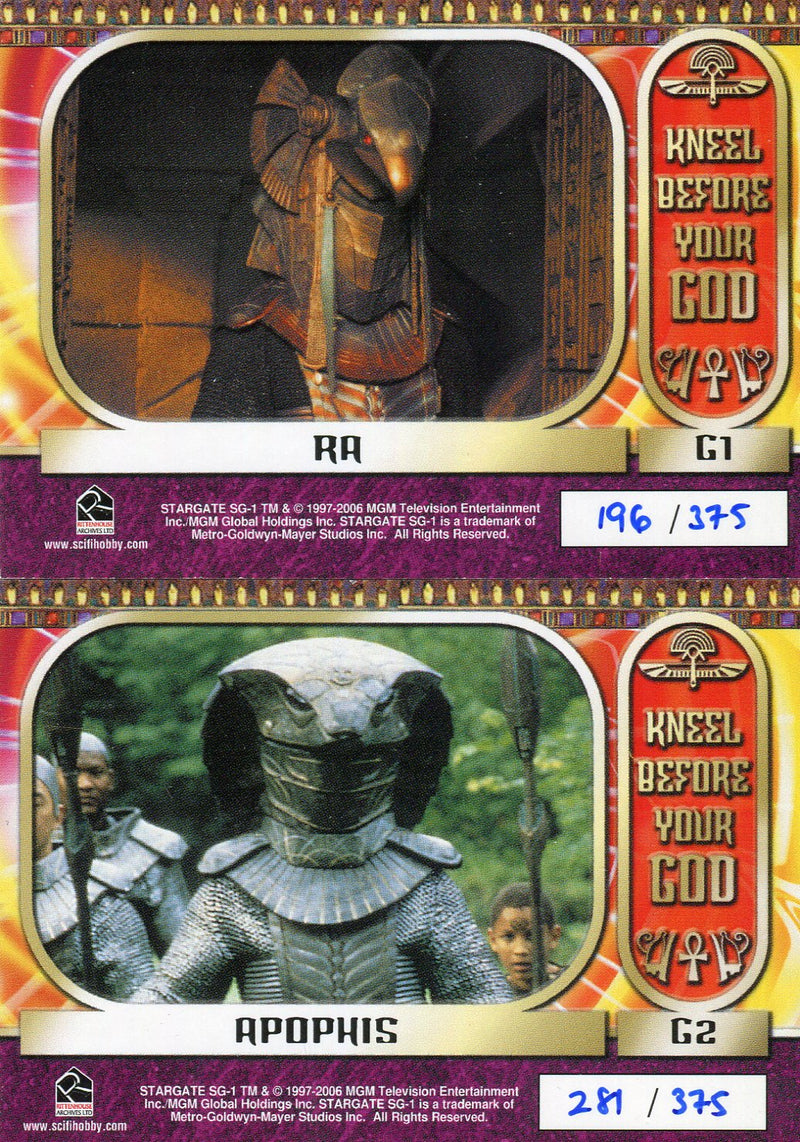 Stargate SG-1 Season Eight Kneel Before Your God Limited Chase Card Set G1 G2 - TvMovieCards.com