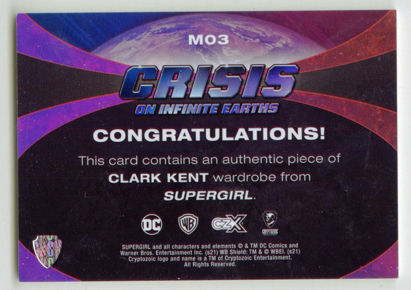 CZX Crisis on Infinite Earths M03 Tyler Hoechlin as Clark Kent Wardrobe Card - TvMovieCards.com