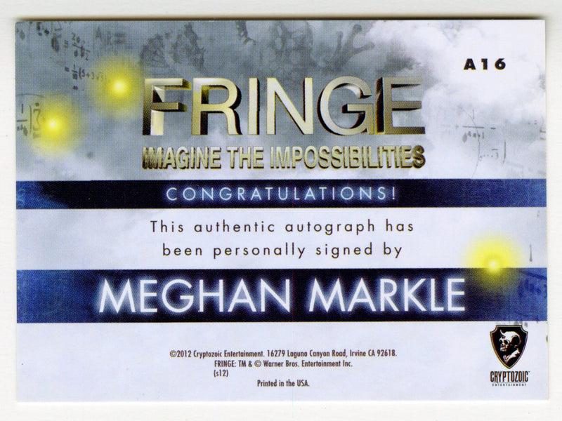 2012 Fringe Seasons 1 & 2 A16 Meghan Markle as Amy Jesup Autograph Card - TvMovieCards.com