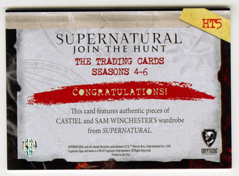 Supernatural Seasons 1-3 Castiel & Sam Dual Wardrobe Hot Topic Exclusive Card HT5 - TvMovieCards.com