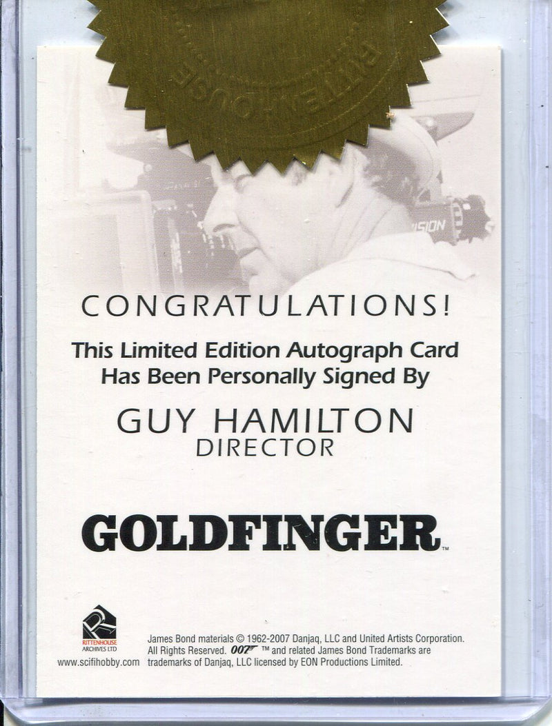 James Bond in Motion 2008 3 Case Dealer Incentive Guy Hamilton Autograph Card - TvMovieCards.com