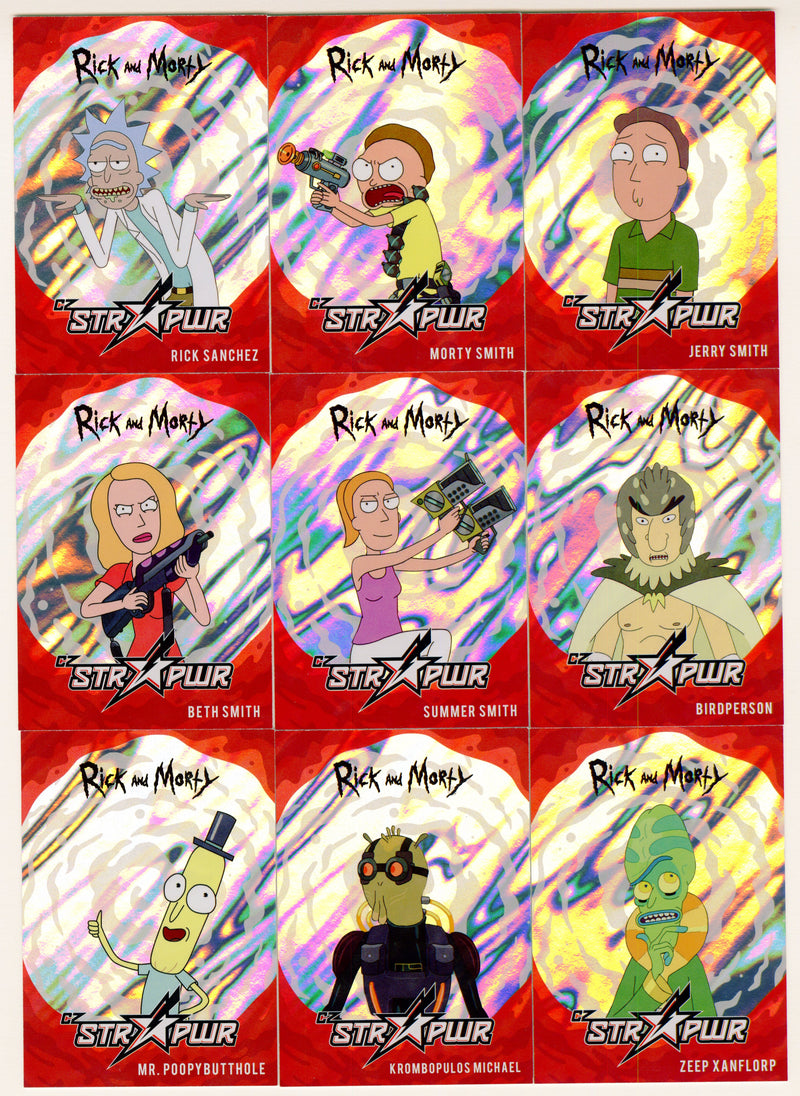 2019 Rick and Morty Season 2 CZ STR PWR Red Parallel Chase Card Set SP1 - SP9 - TvMovieCards.com