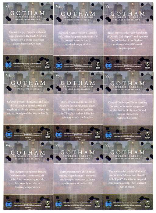 2017 Gotham Season 2 Penquin Parallel Rising Villains Chase Card Set V1-V9 - TvMovieCards.com